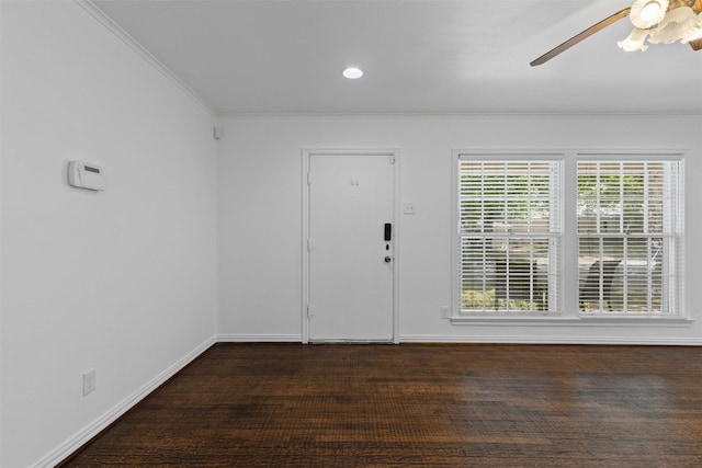 3516 Rogers Ave, Fort Worth, TX 76109 - entrance foyer with crown molding, ceiling fan, baseboards, wood finished floors, and recessed lighting
