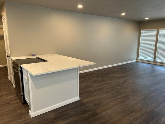 3837 Burning Tree Ln, Garland, TX 75042 - unfurnished living room with dark wood-style flooring, baseboards, a fireplace, recessed lighting, and french doors