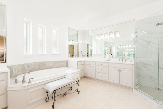 906 Glen Rose Dr, Allen, TX 75013 - full bath featuring vanity, a marble finish shower, and a garden tub