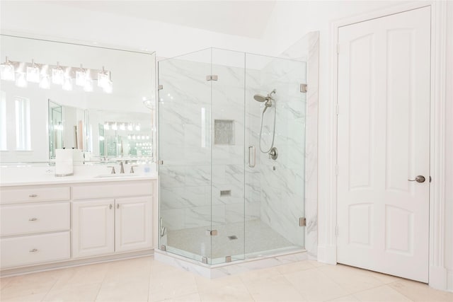 906 Glen Rose Dr, Allen, TX 75013 - full bathroom with a marble finish shower, vanity, and tile patterned floors