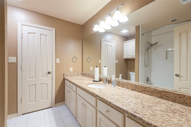 906 Glen Rose Dr, Allen, TX 75013 - full bath featuring vanity, a shower, tile patterned flooring, toilet, and baseboards
