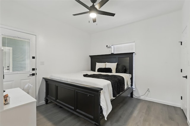121 Collett Ct, Weatherford, TX 76088 - bedroom with wood finished floors, baseboards, and ceiling fan