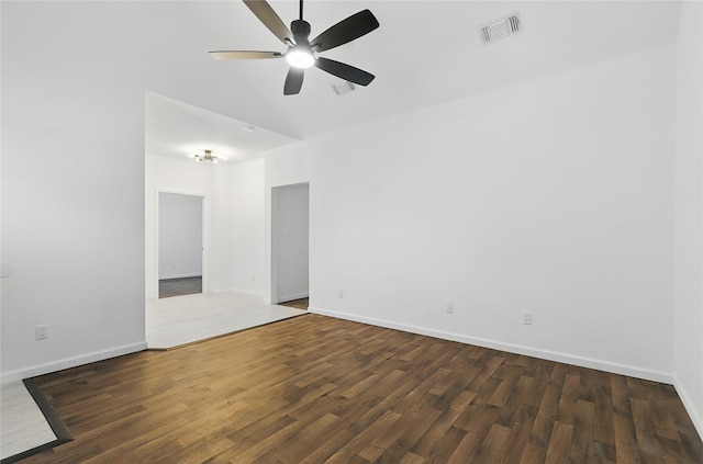 121 Collett Ct, Weatherford, TX 76088 - unfurnished room featuring a ceiling fan, baseboards, wood finished floors, and high vaulted ceiling