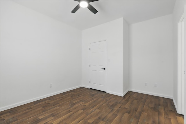 121 Collett Ct, Weatherford, TX 76088 - unfurnished bedroom with dark wood-style floors, baseboards, and ceiling fan