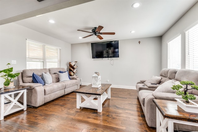 409 N Arizona, Celina, TX 75009 - living area with plenty of natural light, recessed lighting, ceiling fan, and wood finished floors