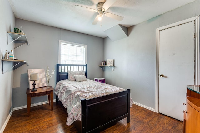 409 N Arizona, Celina, TX 75009 - bedroom featuring dark wood finished floors, baseboards, and a ceiling fan