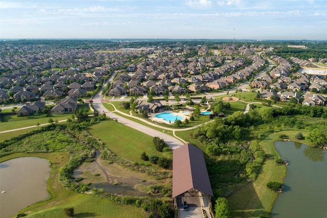437 Monarch Hill Ct, Keller, TX 76248 - aerial view of property and surrounding area featuring nearby suburban area, a large body of water, and a pool