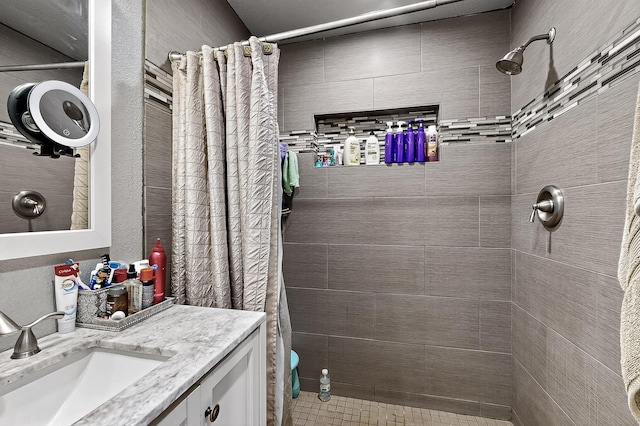 2226 Varsity Dr, Grand Prairie, TX 75051 - bathroom with a tile shower and vanity