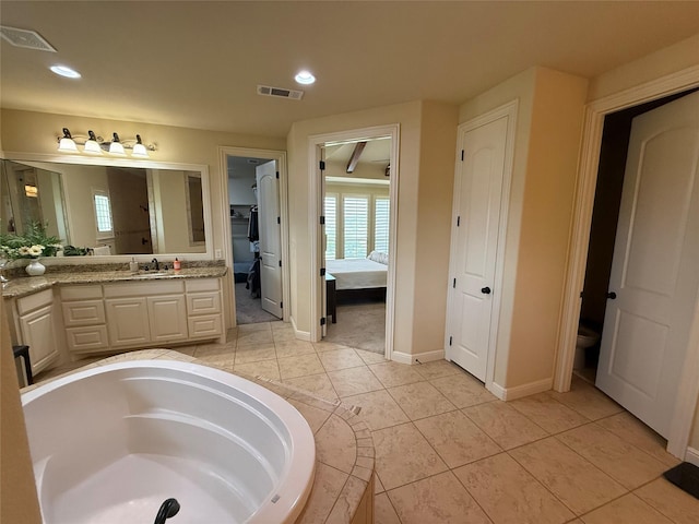 321 Bear Country Dr, Aledo, TX 76008 - full bathroom with ensuite bathroom, vanity, tile patterned floors, baseboards, and recessed lighting