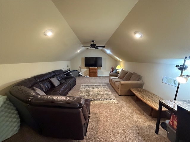 321 Bear Country Dr, Aledo, TX 76008 - carpeted living area featuring lofted ceiling and ceiling fan