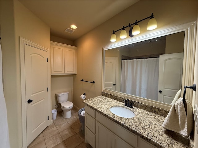 321 Bear Country Dr, Aledo, TX 76008 - bathroom with tile patterned flooring, vanity, toilet, recessed lighting, and baseboards