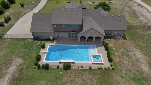 321 Bear Country Dr, Aledo, TX 76008 - view of pool with a pool with connected hot tub, a patio area, and a diving board