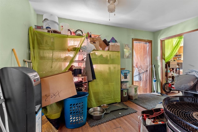 303 E Broadway St, Prosper, TX 75078 - miscellaneous room featuring wood finished floors and ceiling fan