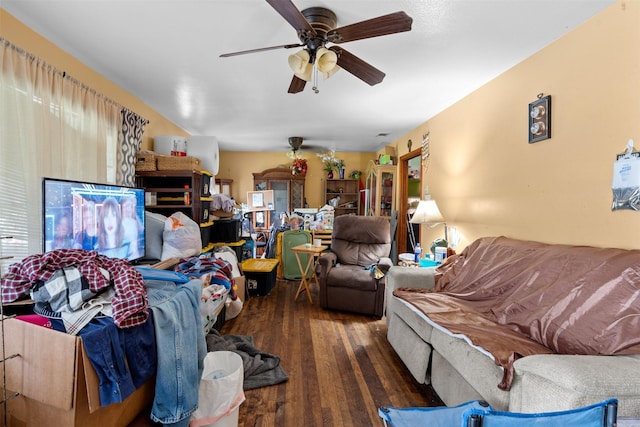 303 E Broadway St, Prosper, TX 75078 - living area featuring wood-type flooring and ceiling fan