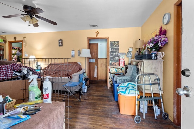 303 E Broadway St, Prosper, TX 75078 - living area with wood finished floors and ceiling fan