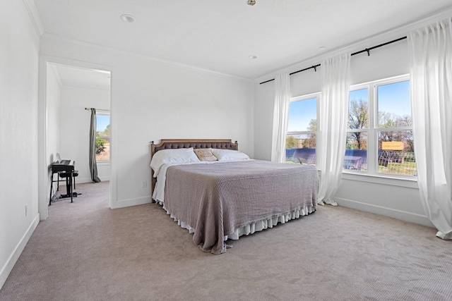 7954 Lax Dr, Fort Worth, TX 76126 - carpeted bedroom featuring multiple windows, ornamental molding, and baseboards