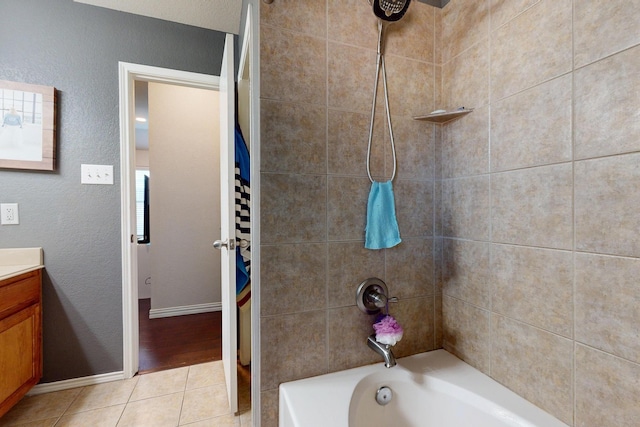 337 Grace Cir, Hurst, TX 76053 - full bath with vanity, shower / tub combo, tile patterned floors, and baseboards