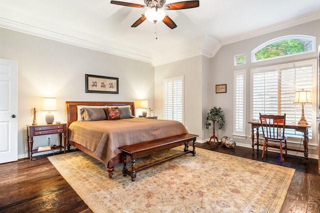 6717 Alcove Ln, Plano, TX 75024 - bedroom with ornamental molding and dark wood-type flooring