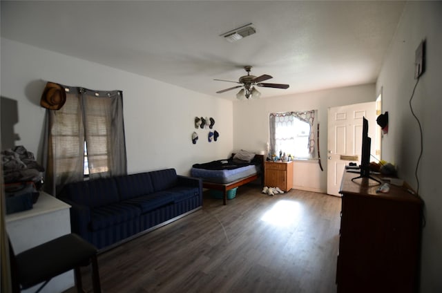 4413 Merida Ave, Fort Worth, TX 76115 - living room featuring wood finished floors and ceiling fan