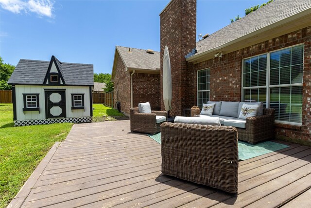 258 Pecan Hollow Cir, Anna, TX 75409 - deck featuring an outdoor hangout area and a storage unit