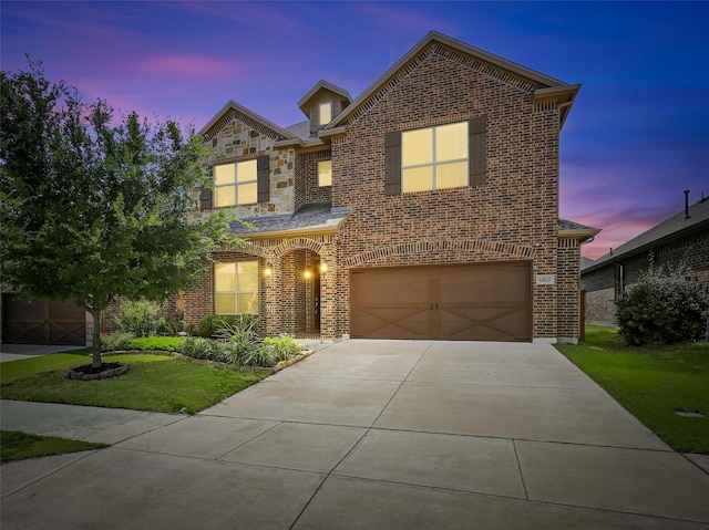 14825 Complacent Way, Aledo, TX 76008 - traditional home with brick siding, a garage, a front yard, and driveway