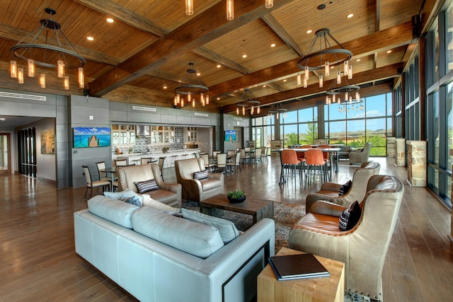 1814 Indigo Creek Ln, Wylie, TX 75098 - building lobby featuring wooden ceiling with exposed beams and coffered ceiling