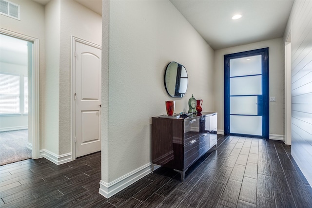 1814 Indigo Creek Ln, Wylie, TX 75098 - foyer with dark wood finished floors, baseboards, and recessed lighting