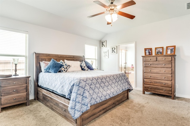 3118 Oak Crest Dr, Royse City, TX 75189 - carpeted bedroom featuring lofted ceiling, baseboards, a ceiling fan, and ensuite bathroom
