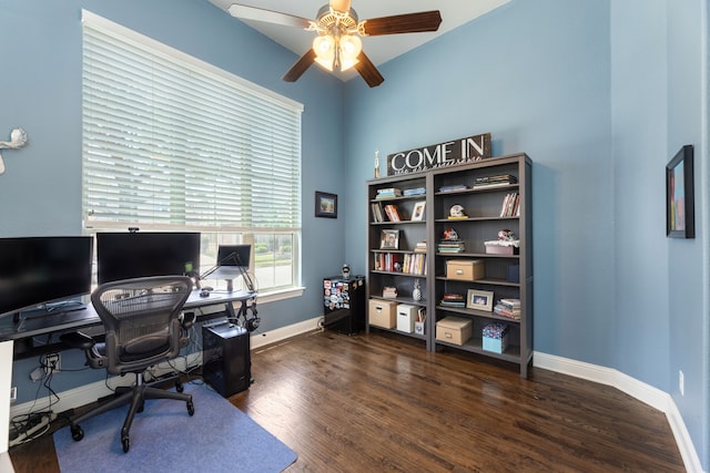 3025 Speyburn, The Colony, TX 75056 - office area with wood finished floors, ceiling fan, and baseboards