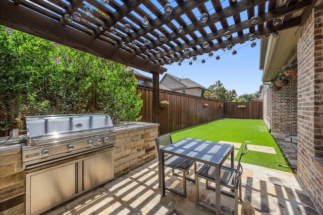 6208 Jacqueline Dr, Plano, TX 75024 - view of patio / terrace with outdoor dining space and a pergola