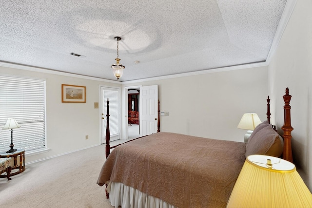 2521 La Vida Pl, Plano, TX 75023 - bedroom featuring carpet floors, ornamental molding, a textured ceiling, and baseboards