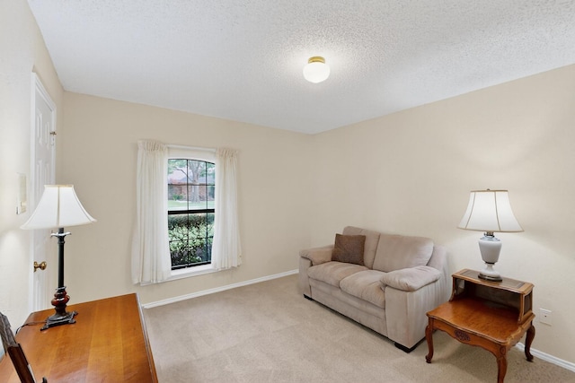 2521 La Vida Pl, Plano, TX 75023 - living area featuring light carpet, baseboards, and a textured ceiling