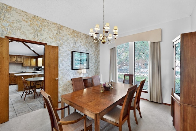 2521 La Vida Pl, Plano, TX 75023 - dining room featuring wallpapered walls, a chandelier, baseboards, and light carpet