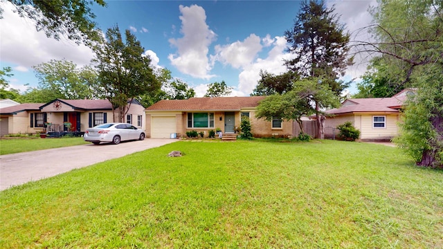10502 Aledo Dr, Dallas, TX 75228 - single story home with an attached garage, driveway, a front yard, and brick siding