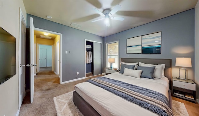 10502 Aledo Dr, Dallas, TX 75228 - carpeted bedroom with baseboards, a closet, and a ceiling fan