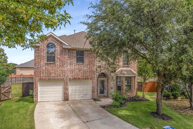 7500 Archer Way, Mckinney, TX 75072 - traditional-style house with brick siding, an attached garage, driveway, and roof with shingles