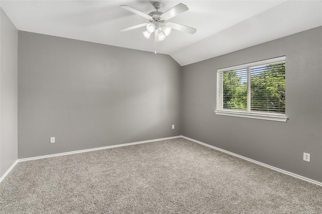 7500 Archer Way, Mckinney, TX 75072 - empty room with vaulted ceiling, carpet floors, a ceiling fan, and baseboards