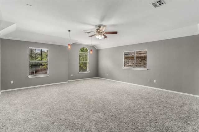 7500 Archer Way, Mckinney, TX 75072 - empty room with ornamental molding, ceiling fan, carpet, and baseboards