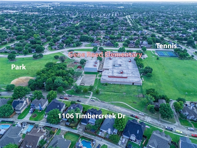1106 Timbercreek Dr, Allen, TX 75002 - aerial view of property and surrounding area with nearby suburban area