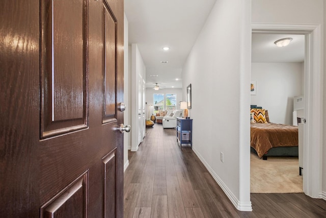 1021 Adelyn St, Anna, TX 75409 - hall with dark wood finished floors, recessed lighting, and baseboards