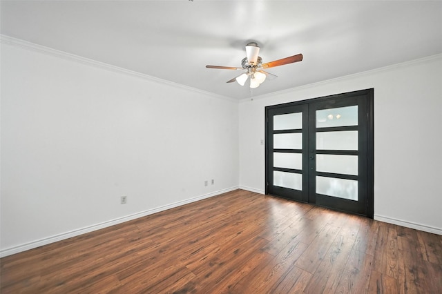 2005 Stacey Ct, Arlington, TX 76013 - spare room featuring french doors, hardwood / wood-style floors, ceiling fan, and crown molding