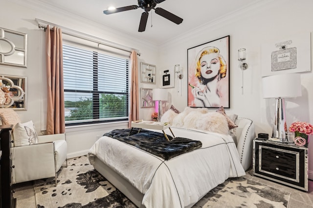 1001 Colina Vista Ln, Crowley, TX 76036 - bedroom featuring ornamental molding, baseboards, and a ceiling fan