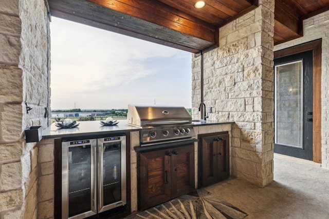 1001 Colina Vista Ln, Crowley, TX 76036 - view of patio / terrace featuring wine cooler and a sink