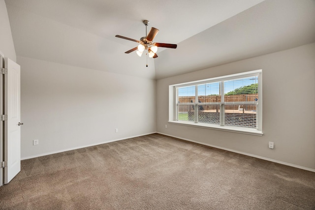 2133 Blakely Ct, Fort Worth, TX 76134 - empty room with lofted ceiling, carpet flooring, ceiling fan, and baseboards