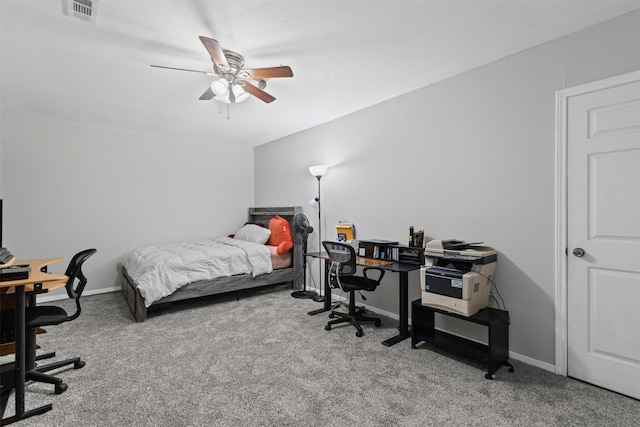 3328 Royal Crest Dr, Fort Worth, TX 76140 - carpeted bedroom with an office area, ceiling fan, and baseboards