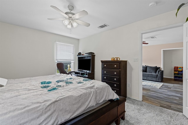 3328 Royal Crest Dr, Fort Worth, TX 76140 - bedroom featuring a ceiling fan and carpet flooring