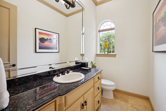 508 Moraine Way, Heath, TX 75032 - bathroom with ornamental molding and vanity