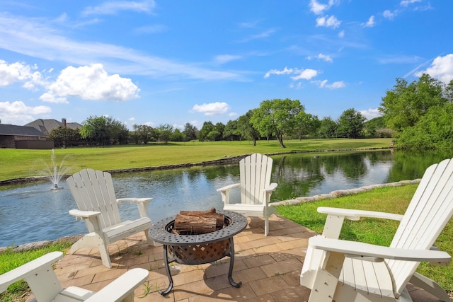 508 Moraine Way, Heath, TX 75032 - view of patio featuring a fire pit and a water view