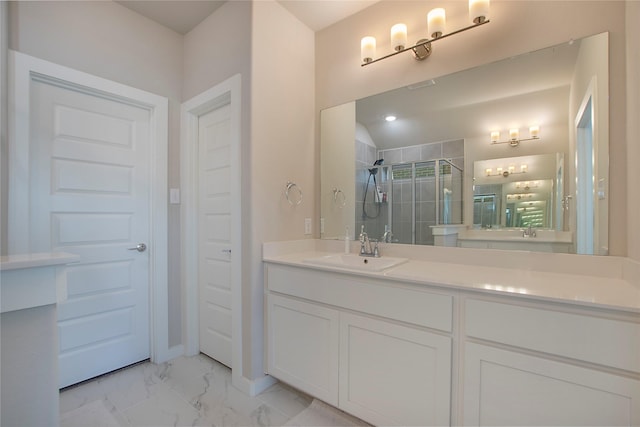 4007 Buckeye Bnd, Melissa, TX 75454 - full bathroom featuring a shower stall, marble finish flooring, and vanity