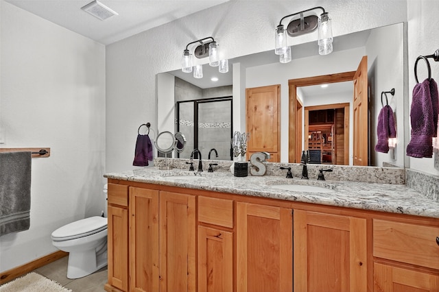 4920 County Road 179, Celina, TX 75009 - full bath featuring a stall shower, double vanity, and tile patterned floors